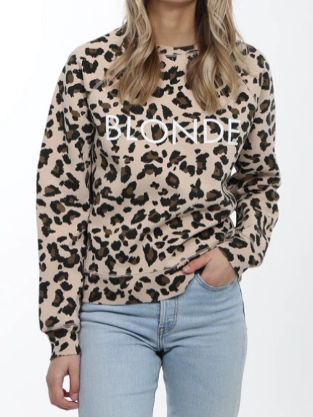 Brunette The Label L-XL Blonde crew neck sweatshirt sweater leopard animal print